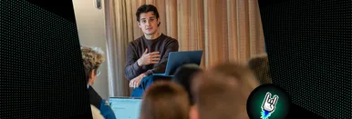 Ares Avgerinos von 9elements bei einem Vortrag zu Digital Resilience bei BRYCK.